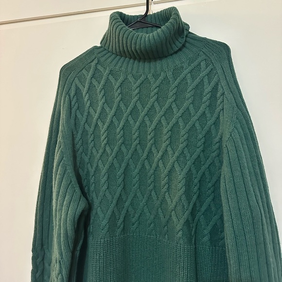 COS Relaxed Turtleneck Wool Sweater Green sz XL - Picture 2 of 11